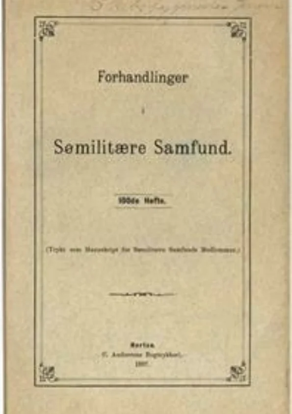 Forside for Forhandlinger i Sjømilitære Samfund 1887, hefte 100