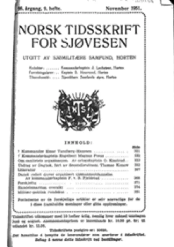 Forside for Norsk Tidsskrift for Sjøvesen 1951/11