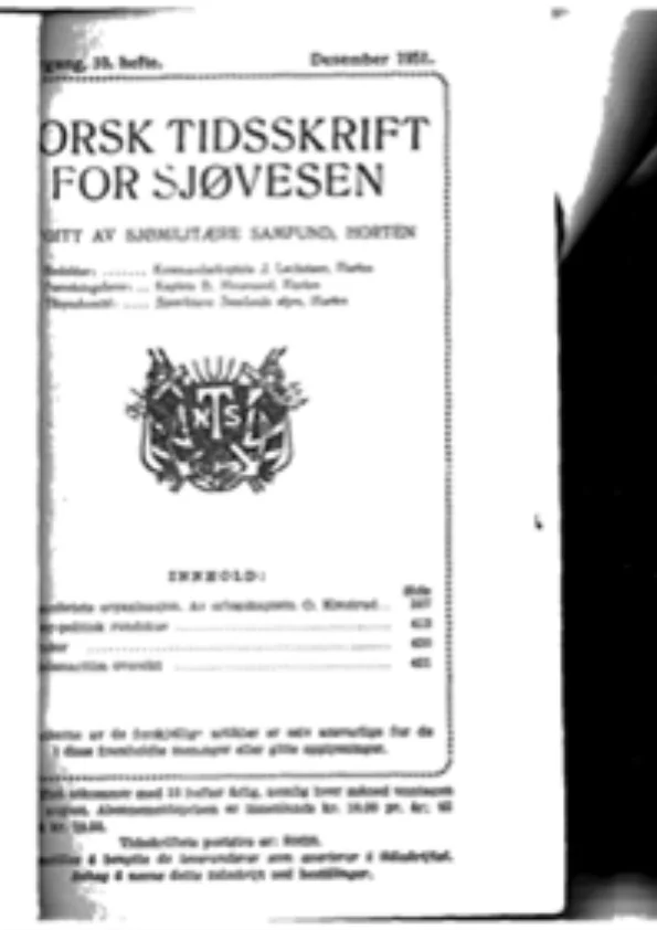 Forside for Norsk Tidsskrift for Sjøvesen 1951/12